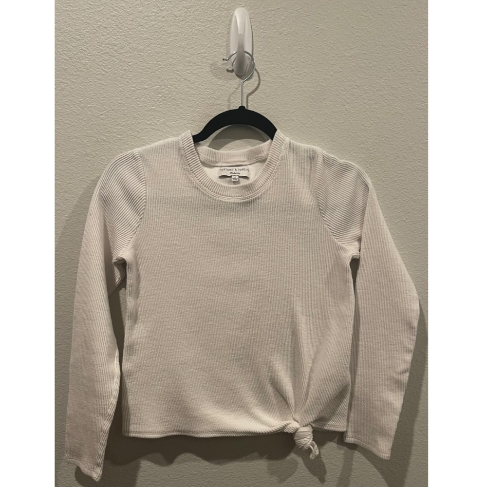 MADEWELL Texture And Thread Knot Long Sleeve Antique White Sweatshirt